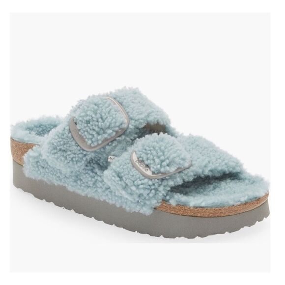 Birkenstock | Arizona Big Buckle Shearling Slide Sandals - Picture 1 of 8